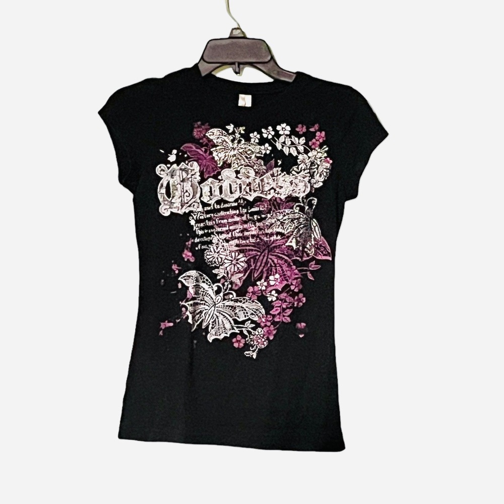 Parang Early 2000 Style Goddess Graphic Black T-Shirt